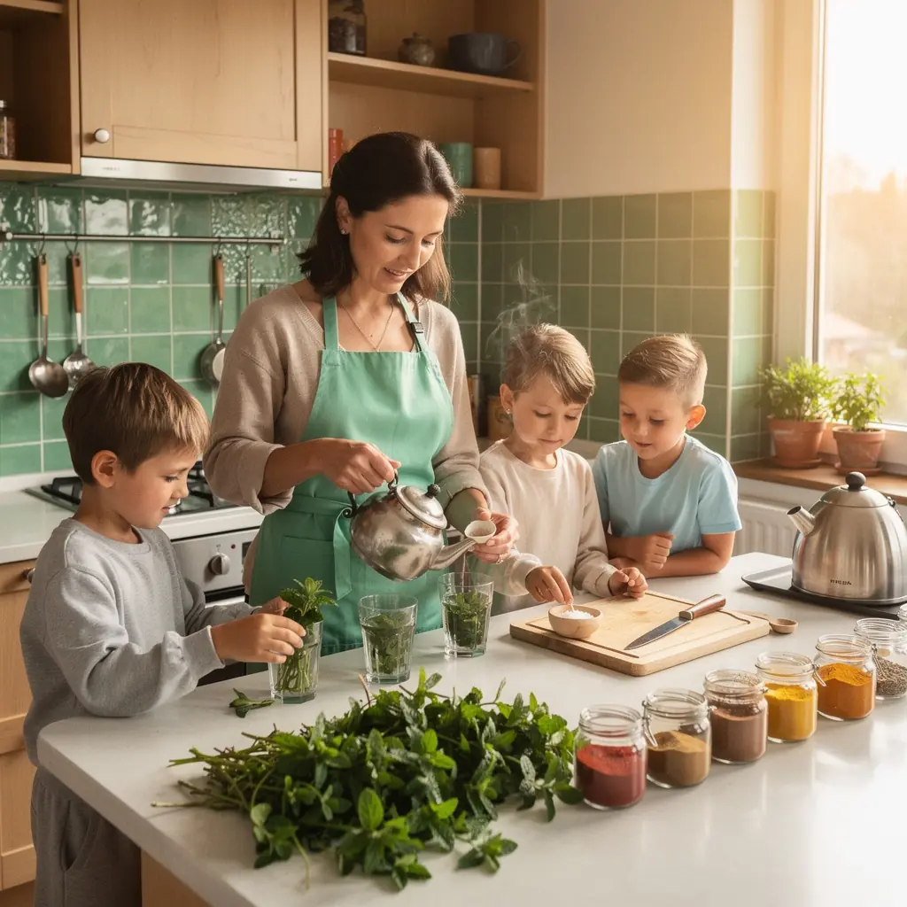 Tradičné marocké nádoby na čaj v mätovej farbe