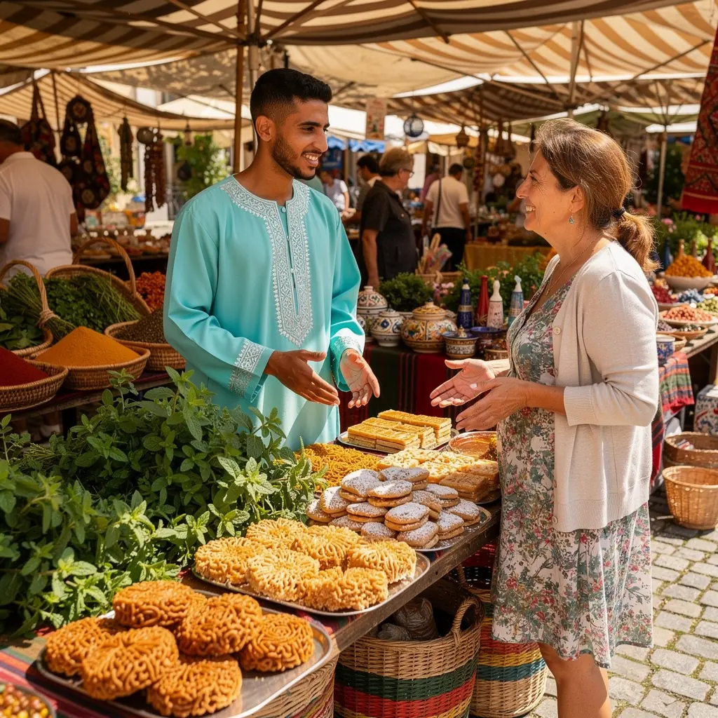 Detailná fotografia marockého vzoru s mätovými akcentmi